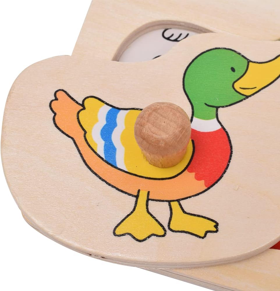 Knoppussel med djur i trä – montessoripussel med 9 dolda mönster - Bild 6