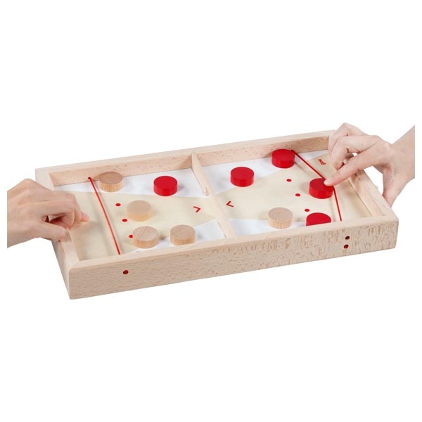 Bordscurling i trä 2 i 1 – vändbart bordsspel med snabb puckduell - Bild 2