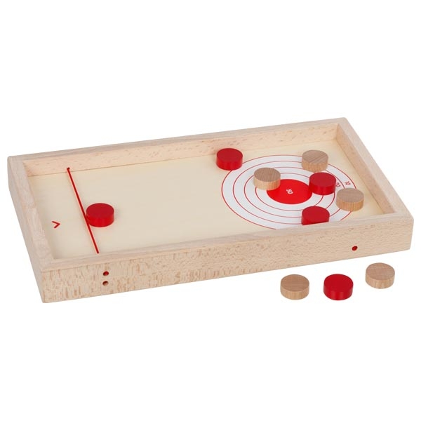 Bordscurling i trä 2 i 1 – vändbart bordsspel med snabb puckduell - Bild 3