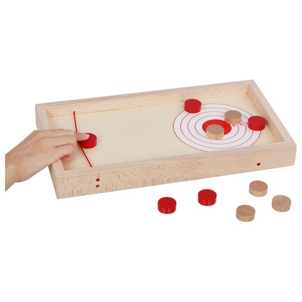 Bordscurling i trä 2 i 1 – vändbart bordsspel med snabb puckduell - Bild 4