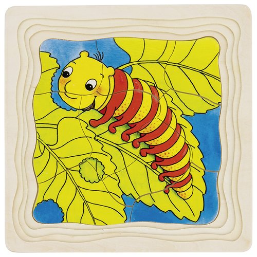 Pussel med fjärilens livscykel – montessoripussel i trä, 4 lager