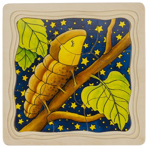 Pussel med fjärilens livscykel – montessoripussel i trä, 4 lager - Bild 3