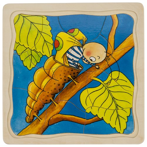 Pussel med fjärilens livscykel – montessoripussel i trä, 4 lager - Bild 4